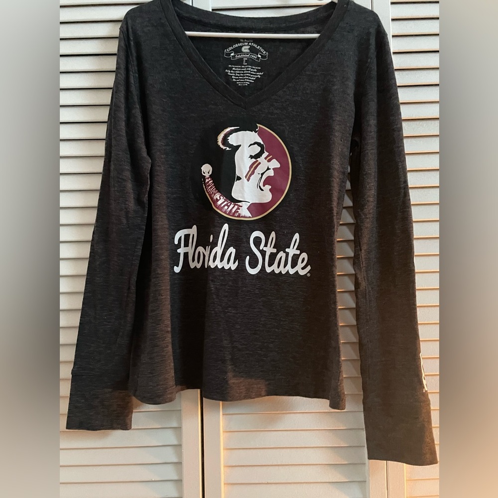 The grey Seminoles size large long sleeve t-shirt is from Colosseum Athletics.